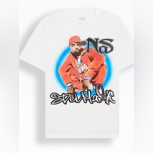 NAS Stillmatic White Graphic Tee with Orange Accent - Logo NWT Sz L MSRP: 45